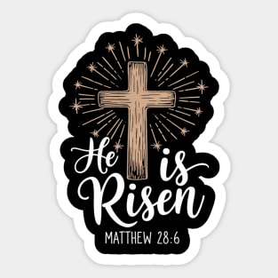 Easter Cross He Is Risen Jesus Christian Men Women Kid Youth Sticker